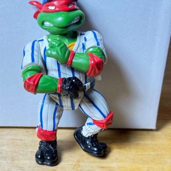 Vintage 1991 TMNT Raphael Grand Slammin Baseball Figure Playmates Mirage Toys - Picture 10 of 11